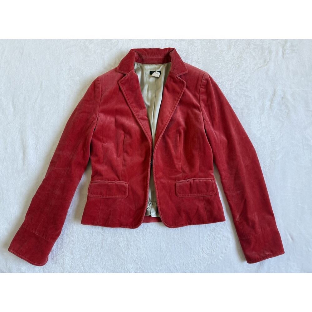 J. Crew Red Velvet Blazer Jacket